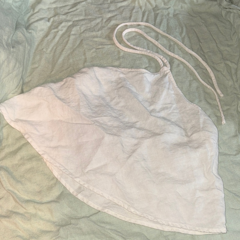 Ghanda White Linen Handkerchief Halter Top